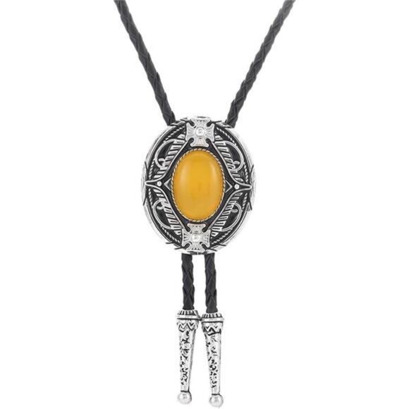 Turquoise Bolo Tie for Men Yellow Stone Bolo Tie - Picture 1 of 6